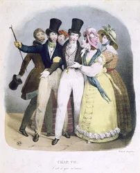 Dandy mit Bewunderern, ca. 1830